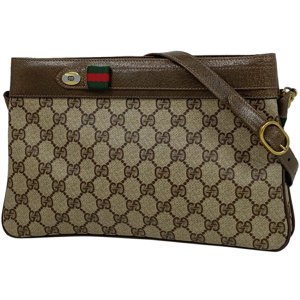 Gucci GG Shoulder Bag Sherry Canvas Beige Brown